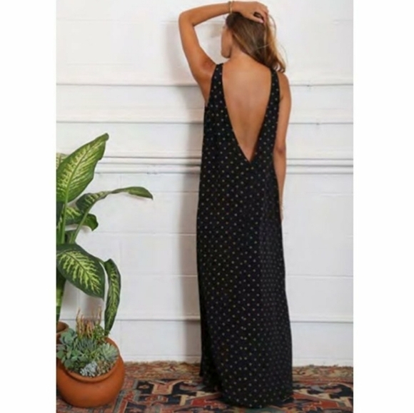 Flynn Skye The Market Maxi Dress Black White Dot Stripe Print Size Large - Picture 3 of 13